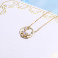 wholesale 9K Gold Japanese-Inspired Light Luxury Jewelry Dreamy Romantic Big Dipper Moonstone Necklace Fashion Constellation Collarbone Chain-0-1