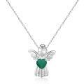 wholesale S925 Silver Vintage-Inspired Pendant with Exquisite Inlay of Natural Gemstones and Colored Crystal Angel Necklace-0-5