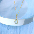 wholesale 9K Gold Source Factory Direct Sales Accessories Simple Teardrop Blue Topaz Necklace Korean Style Elegant Women's Necklace-0-1