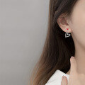 wholesale 925 silver Korean-style sweet heart asymmetrical elegant earrings simple hollow heart-shaped earrings G7496-0-2