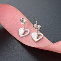 wholesale S925 Silver Drip Earrings for Women, Korean and Japanese Style Small Fresh Fashion Accessories, Personalized Heart-shaped Elegant Ear Studs-0-2