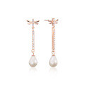 wholesale 925 Sterling Silver Teardrop Pearl Earrings, Light Luxury High-End Elegant Niche Design Long Drop Earring Studs-0-4