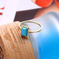 wholesale 9K gold ethnic-style square natural turquoise Japanese retro ring, Japanese-Korean minimalist elegant new design with interchangeable main stone-0-2