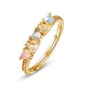 wholesale 9K Gold Plated S925 Silver Rainbow Color Synthetic Pink Crystal Ring for Women, Japanese Light Luxury Gemstone Ring, Ins Cross-Border Wholesale-0-4