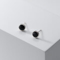 wholesale Sterling Silver Black Ear Studs Thai Silver Vintage Style Personality Round Resin Drop Earrings G7659-0-3