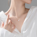 wholesale 925 Sterling Silver Korean Style Simple and Fresh Six-Prong Single Diamond Necklace for Women, Elegant and Sweet Collarbone Chain D7406-0-3