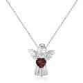 wholesale S925 Silver Vintage-Inspired Pendant with Exquisite Inlay of Natural Gemstones and Colored Crystal Angel Necklace-0-8
