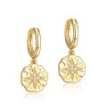 wholesale 14K Gold Plated Geometric Star Round Plate Earrings for Women, New Cross-Border 925 Silver Earrings, Dropshipping Available-0-4