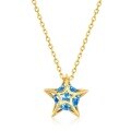 wholesale S925 silver plated with 9K gold, new smart blue spinel pentagram necklace, Japanese light luxury neck chain, internet-famous neck accessory-0-5