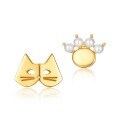 wholesale 925 Sterling Silver Korean Style Shell Bead Cat with Paw Print Earrings Women Cute Animal Earrings Wholesale-0-4