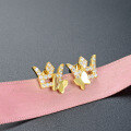 wholesale S925 Silver Gold-Plated Diamond-Encrusted Crown Butterfly Elegant and Noble Banquet Women's Earrings Source Factory Wholesale-0-1