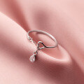 wholesale S925 silver Korean-style hollow-out sweet heart ring elegant water drop chain finger ring J3443-0-0