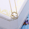 wholesale 9K Gold Japanese-Inspired Light Luxury Jewelry Dreamy Romantic Big Dipper Moonstone Necklace Fashion Constellation Collarbone Chain-0-3