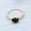 wholesale 9K Gold Japanese Light Luxury Black Onyx Ring with Vintage Lace Courtly Style Elegant Women's Jewelry One-Click Dropshipping-0-2