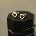 wholesale 9K Gold Heart-shaped Hollow-out Stud Earrings, Student Simple Korean Style Minimalist Solid-0-1