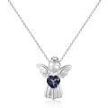 wholesale S925 Silver Vintage-Inspired Pendant with Exquisite Inlay of Natural Gemstones and Colored Crystal Angel Necklace-0-11