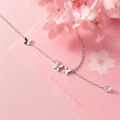 wholesale S925 silver two butterfly diamond-encrusted anklet for women, fashionable round diamond fringe flower, niche foot accessory S3927-0-3