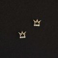 wholesale 9K Gold Korean K Gold Wholesale Mini Crown Zircon Inlaid Cute Popular Japanese and Korean Student All-Match Earrings-0-1