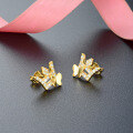 wholesale S925 Silver Gold-Plated Diamond-Encrusted Crown Butterfly Elegant and Noble Banquet Women's Earrings Source Factory Wholesale-0-2