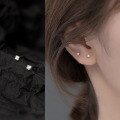 wholesale S925 Sterling Silver Korean-style Mini Square Ear Piercing Earrings for Women, Simple Diamond-studded Ear Accessories G2289-0-1