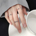 wholesale 925 Silver Internet-famous Beaded Ring for Women, Elegant Smooth Ring, Open Joint Ring, Trendy J7488-0-3