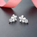wholesale S925 Silver Rhinestone Floral Ear Studs Sweet Fresh Forest Style Women's Earrings Source Factory Wholesale One-Week Ear Studs-0-3