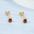 wholesale 9K Gold Source Factory Direct Sales Fashion Minimalist Small Stud Earrings for Women, Japanese Style Petite Elegant Garnet Earrings Wholesale-0-1