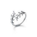 wholesale S925 Silver Ring Women's Korean Style Fresh and SweetOpenable Branch Bud Small Leaf Jewelry J8152-0-4