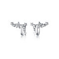 wholesale Sterling Silver Forest-style Elegant Lady's Star Earrings with Inlaid Diamonds, Short Design for No Piercing Ears, Sweet Ear Accessories G5937-0-4