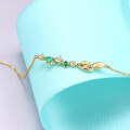 wholesale 9K Gold Japanese Korean Style Small Fresh Forest Series Light Luxury Emerald Leaf Bracelet for Women, Exquisite and Versatile Wholesale Hand Accessories-0-1