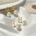 wholesale 925 Sterling Silver Letter Earrings for Women, Exquisite Craftsmanship, Korean Style, Elegant English "H", Artificial Pearl Earring Drop, Bamboo Segment Jewelry-0-1
