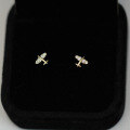 wholesale 9K Gold Cute Korean Style Mini Playful Student Girl Earrings with Zirconia-0-2