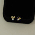 wholesale 9K gold trendy zircon-set 3D Korean-style heart-shaped skull earrings vintage elegant earrings-0-0