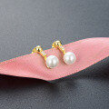 wholesale S925 Silver 18K Gold Plated Diamond Inlaid Pearl Earrings, Korean Style Simple and Elegant Earrings for Women Wholesale-0-1