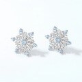wholesale S925 silver white geometric minimalist fashionable blue spinel snowflake earrings for women, autumn winter new Christmas collection-0-4