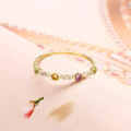 wholesale 9K Gold Japanese Korean Style Dainty Multicolor Gemstone Crystal Ring for Women, Delicate and Versatile Stacking INS Ring-0-3