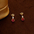 wholesale 9K Gold Summer New Earrings, Small and Simple Ruby Drop Earrings, Stylish and Popular Accessories Wholesale-0-1