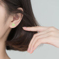 wholesale S925 Sterling Silver Ceramic Earrings with Clover Elements in Forest Green, G6065-0-1