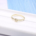 wholesale 9K Gold Ultra-minimalist Japanese-inspired Light Luxury Five-point Star Diamond Ring for Women, Ins Stacking Accessory-0-1