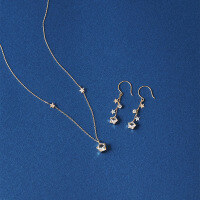 wholesale 9K Gold Japanese and Korean Minimalist Topaz Star Necklace, Petite Prince Set Understated Collarbone Chain-The Little Prince Star Topaz Necklace 9K