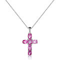 wholesale 925 Silver Pendant Necklace with Natural Gemstone Crystal Cross for European and American Women, Directly Supplied by the Manufacturer-0-0