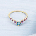 wholesale 9K gold spring new ring fashion multi-color gemstone amethyst V-shaped ring for women simple and fresh-0-1