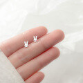 wholesale S925 Sterling Silver Mini Bunny Stud Earrings Korean Style Polished Animal Rabbit Earrings G6287-0-3