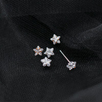 wholesale S925 Sterling Silver Small Fresh Inlaid Diamond Star Earrings, No Need to Remove While Sleeping, Personalized Mini Star-shaped Earrings G1547-S925 silver pair silver model 925 silver