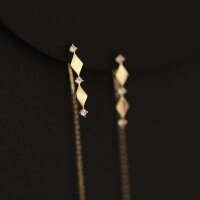 wholesale 9K Gold Wholesale Diamond-Separated Tassel French Vintage Long Ear Thread Earrings New Arrival-9K per piece