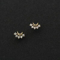 wholesale 9K Solid Gold Shining Mini Moon Exquisite Korean New Earrings for Women-9K per price