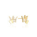 wholesale S925 Silver Gold-Plated Diamond-Encrusted Crown Butterfly Elegant and Noble Banquet Women's Earrings Source Factory Wholesale-0-4
