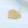 wholesale 9K Gold Creative Fashion New Trendy Hollow-Out Leaf Pendant with Heart Shape, Light Luxury Zircon Matching Women's Sweater Chain-0-1