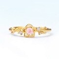 wholesale S925 silver gold-plated, Korean-style internet-famous fairy tale princess pink crystal pure silver ring for women Belle princess flower ring-0-2