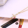 wholesale 9K Gold Japanese and Korean Light Luxury Jewelry Natural Pearl Cross Ruby Lucky Bag Pendant Creative Necklace Simple and Elegant-0-1